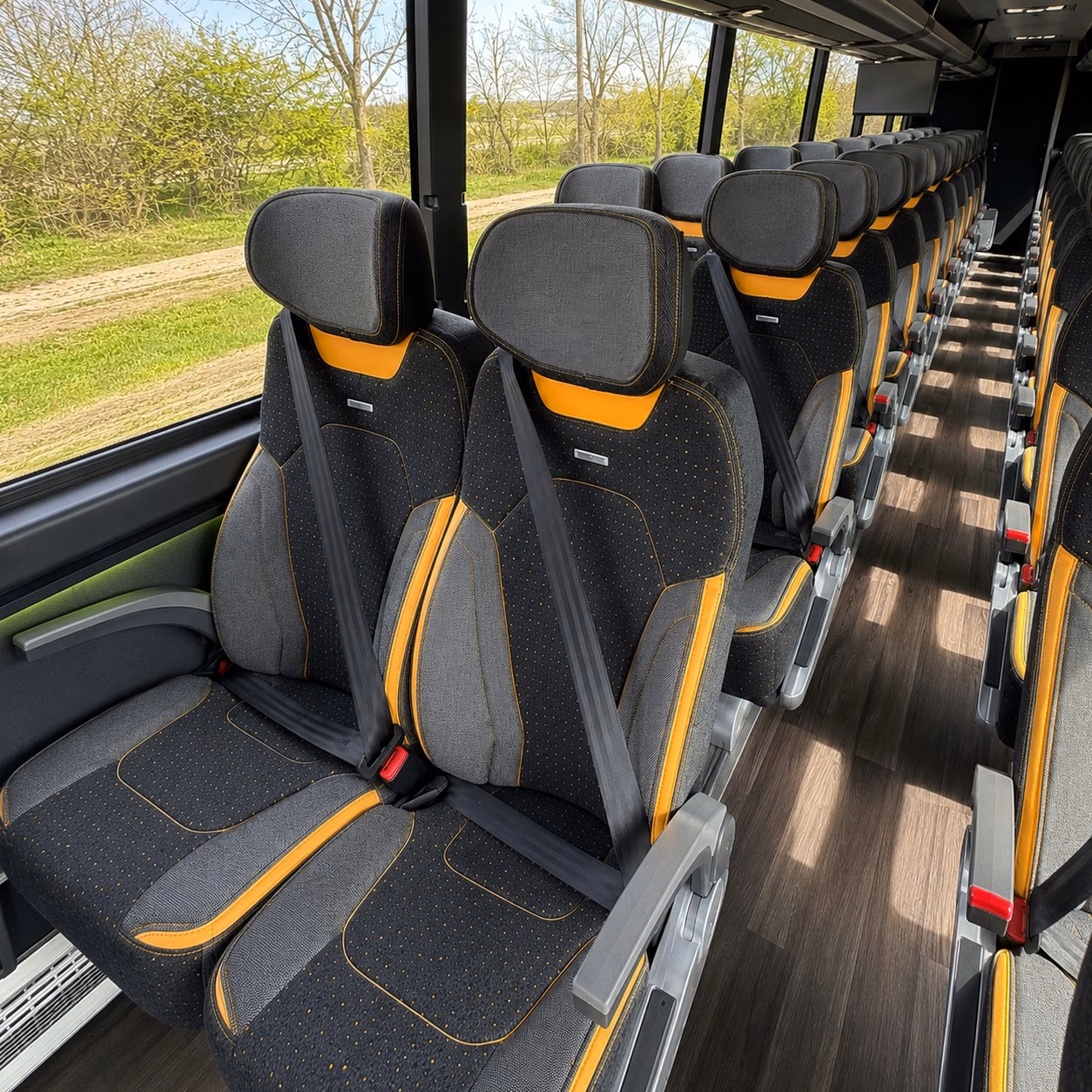 56 passenger charter bus inside